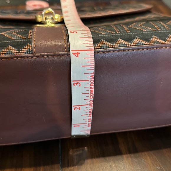 Vintage Red Goose Leather Handbag black & Brown Aztec Pattern Satchel/crossbody - Picture 16 of 17